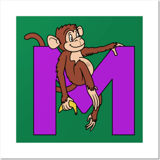 Letter M with Monkey Posters and Art